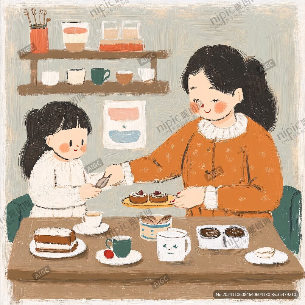 吃糕點(diǎn)插畫