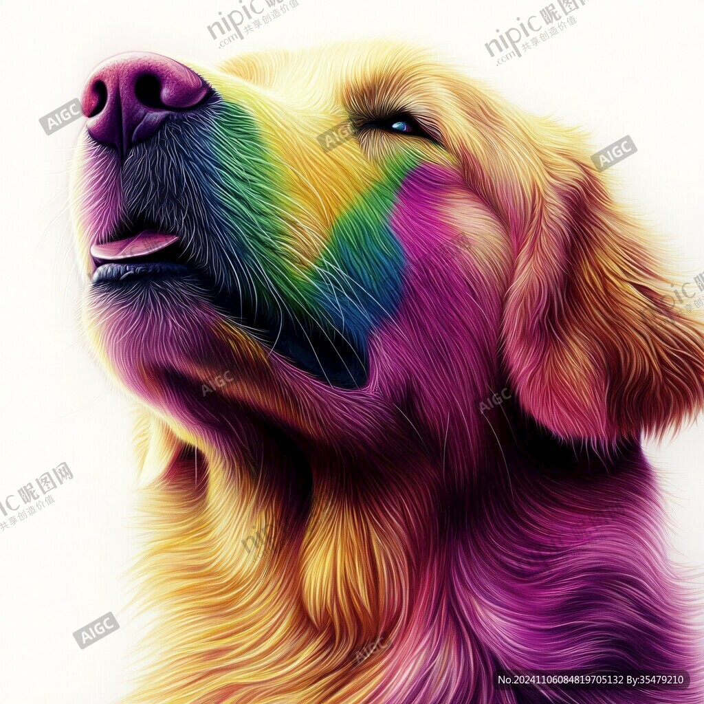 手繪金毛犬