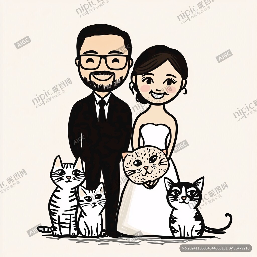 卡通貓婚禮