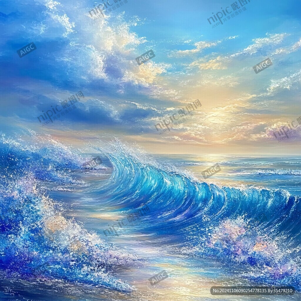 海浪無框畫