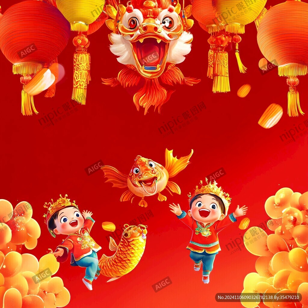 春節(jié)舞龍插畫