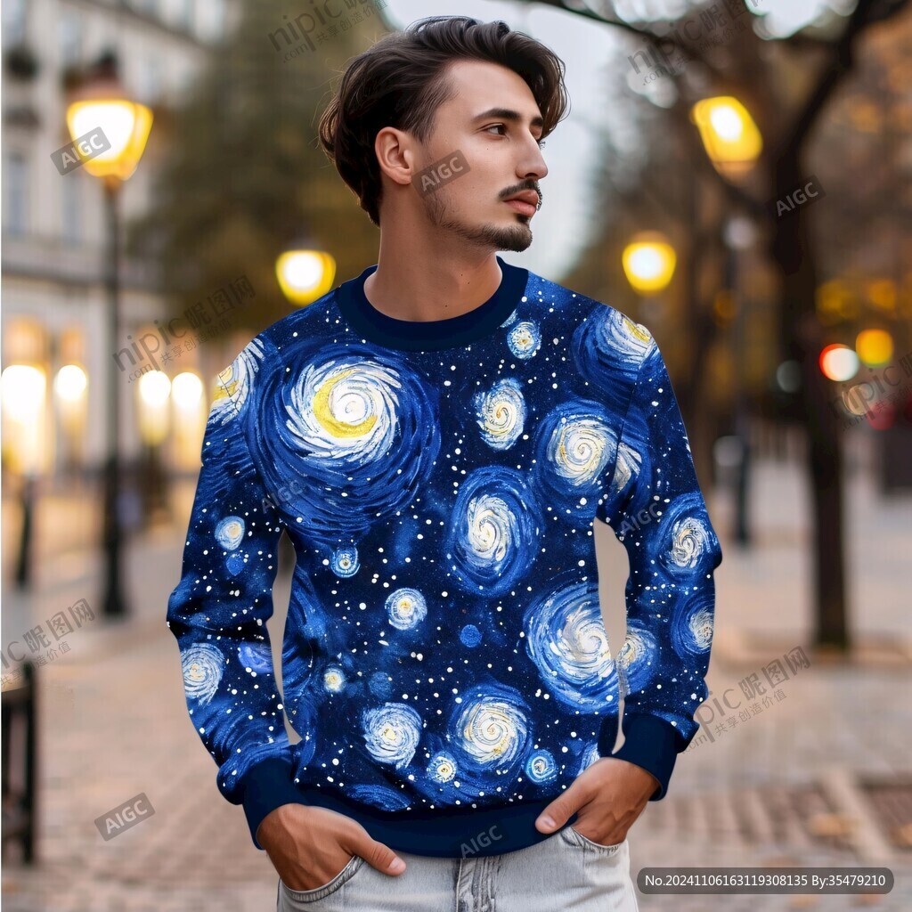 藍色星空印花