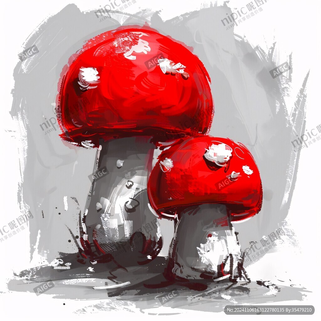 紅菇插畫手繪