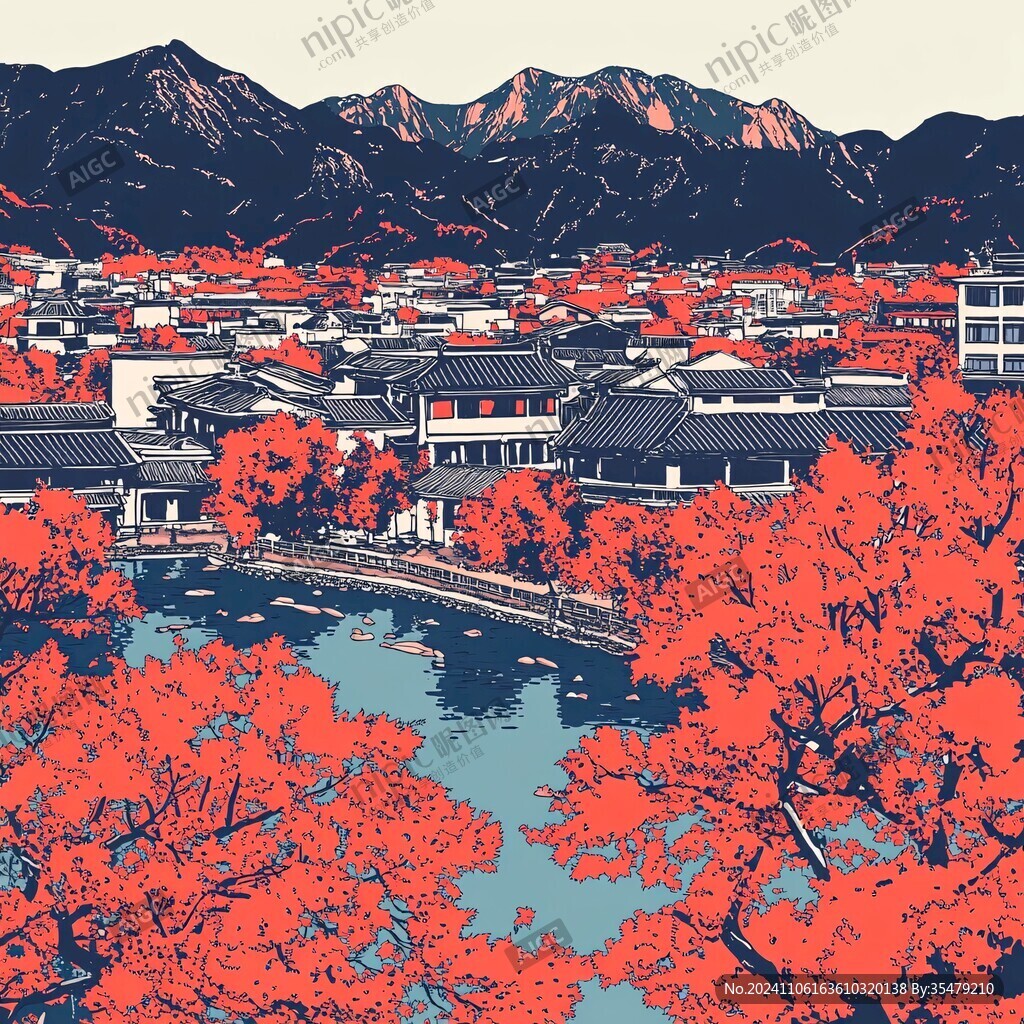 宏村城市插畫