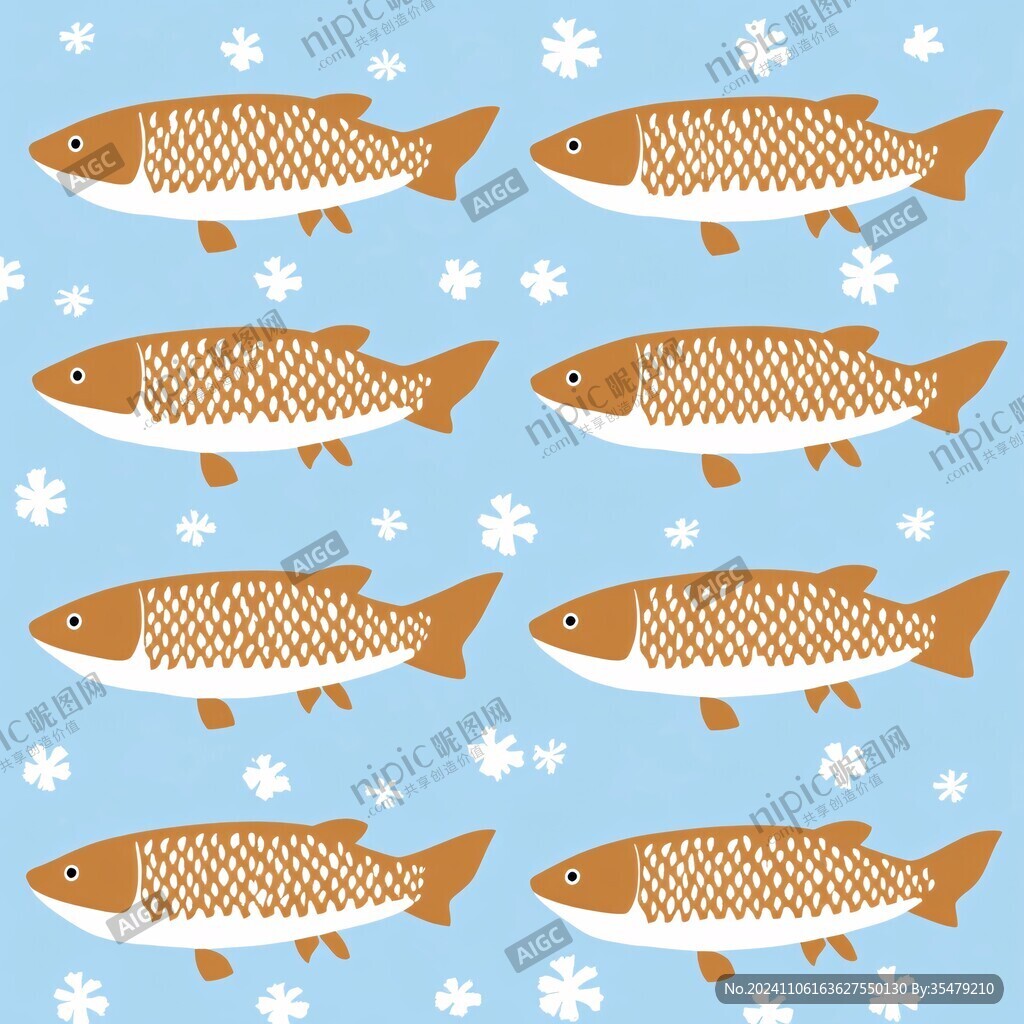 插畫鯉魚群