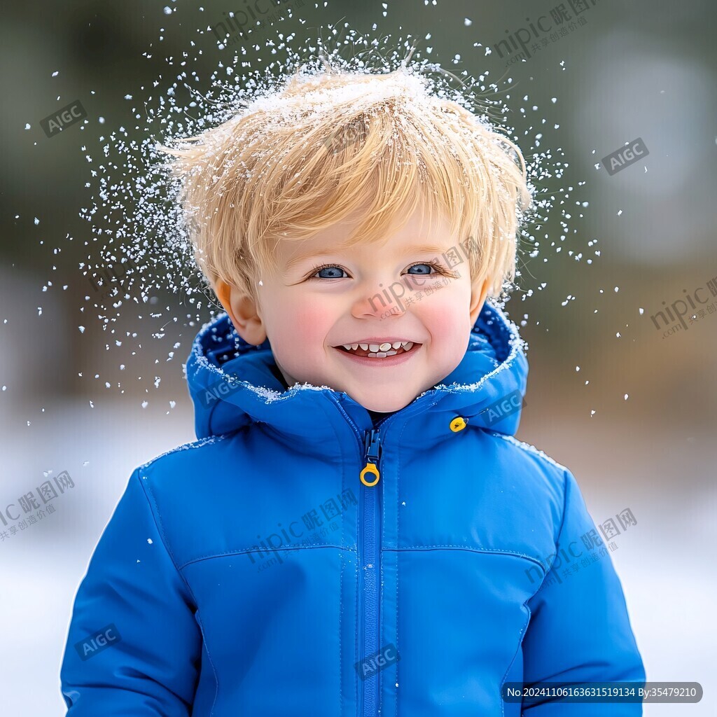 下雪小男孩