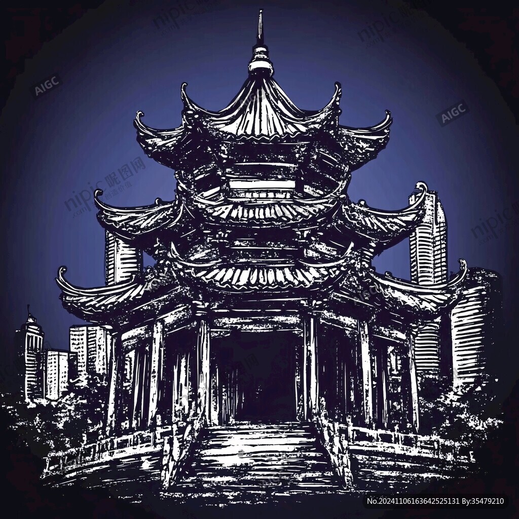 甲秀樓插畫