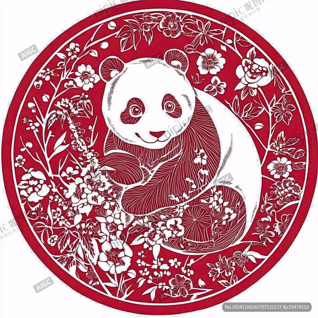 熊貓圓形插畫