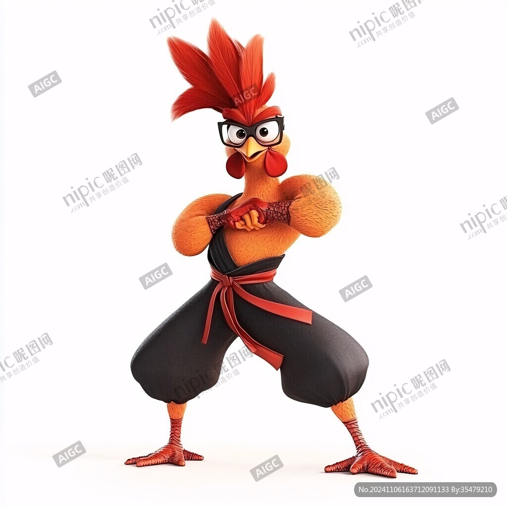 卡通霸氣雞大俠形象