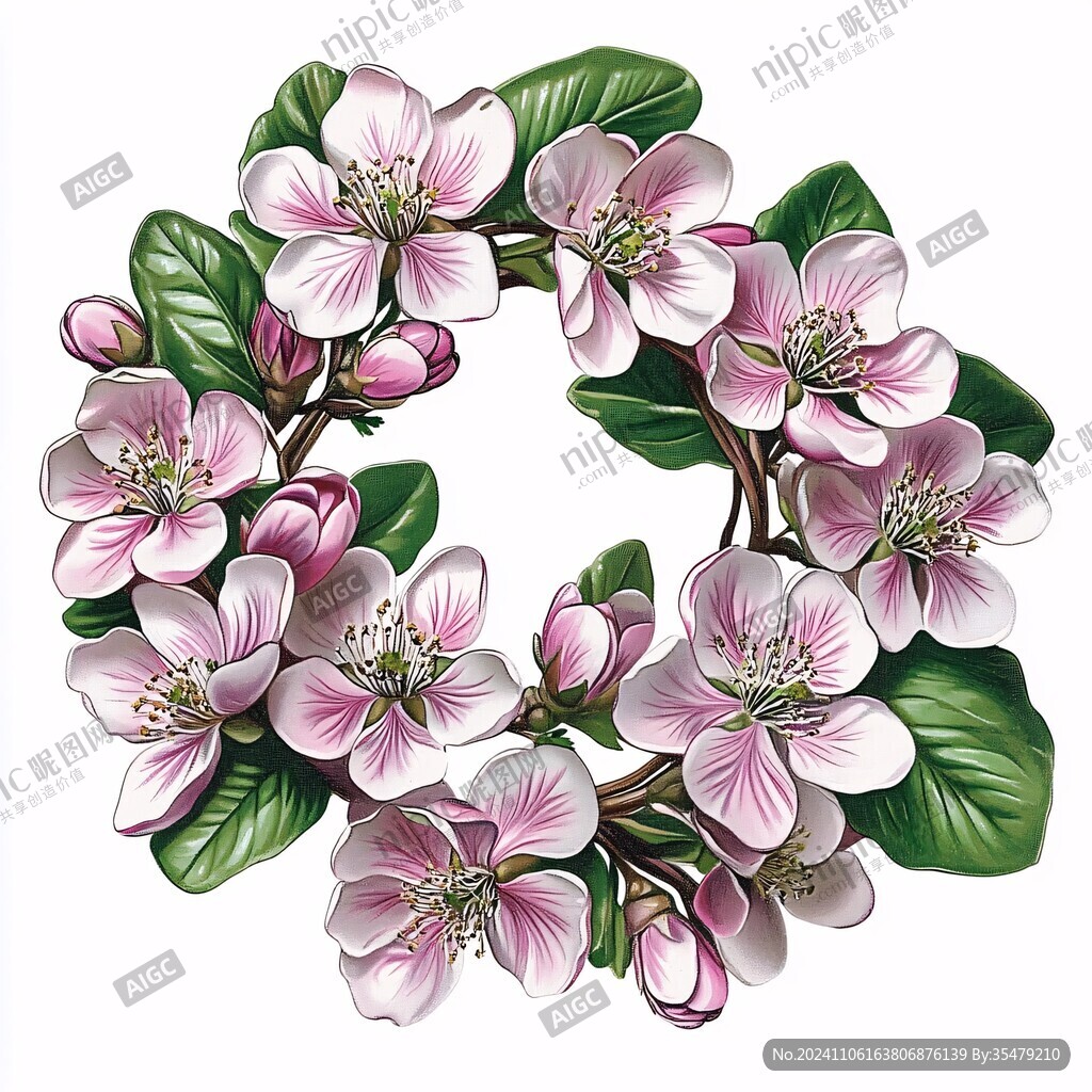 蘋果花插畫