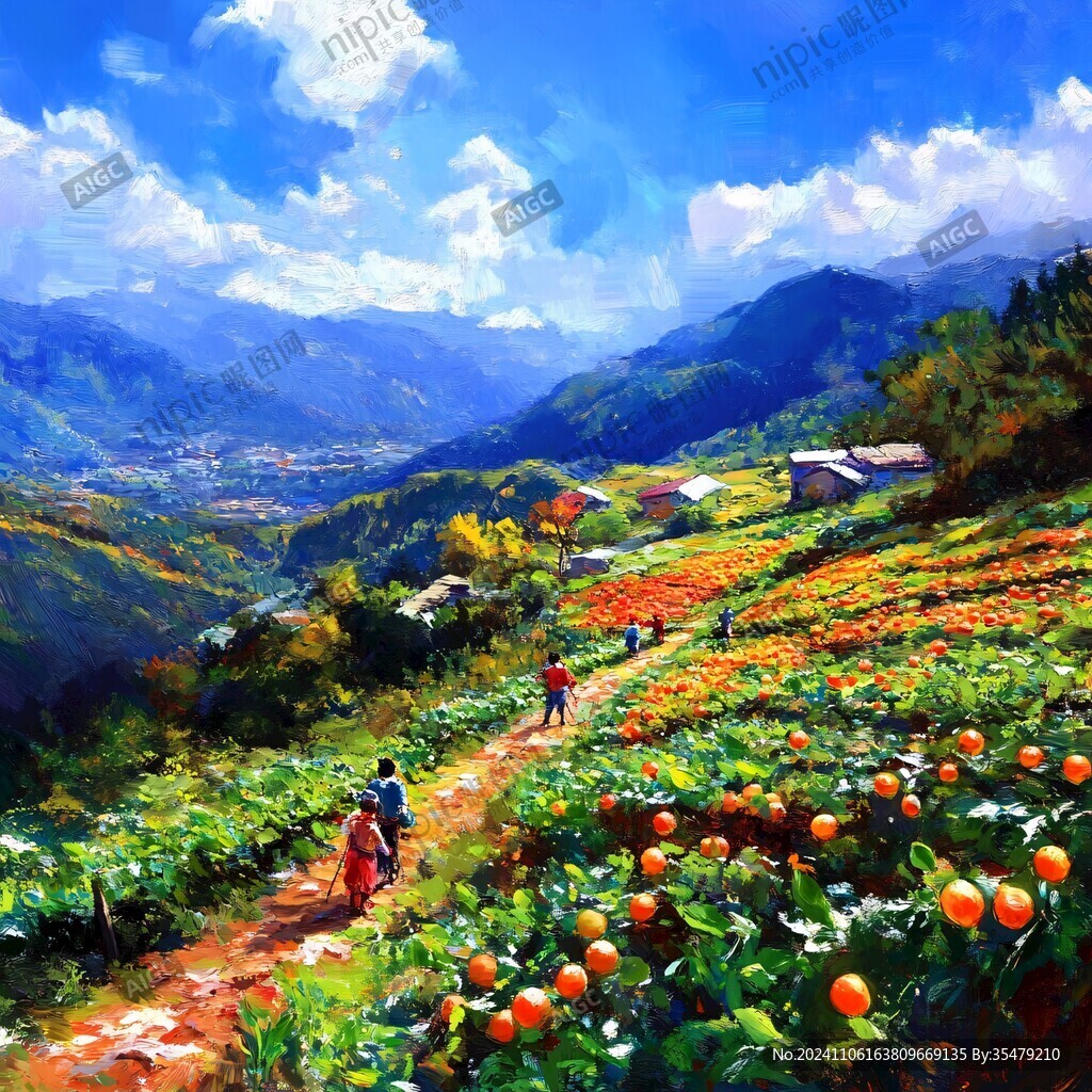 唯美山村圖