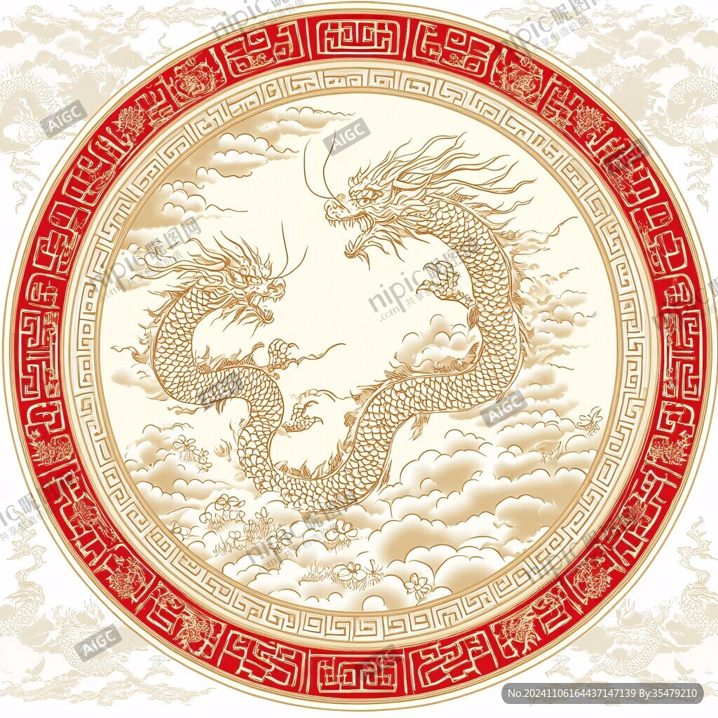 圓形龍紋圓型中式風格