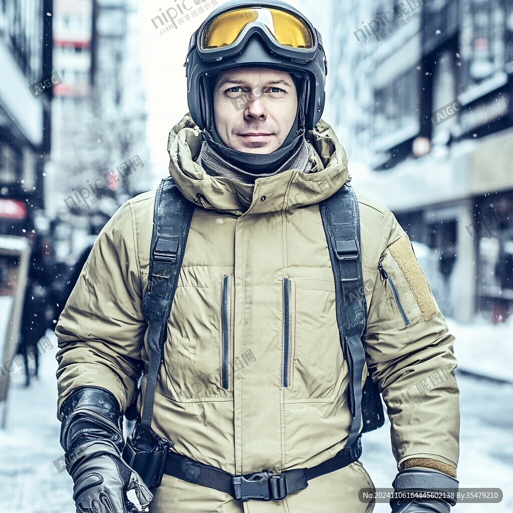 穿黃色滑雪服