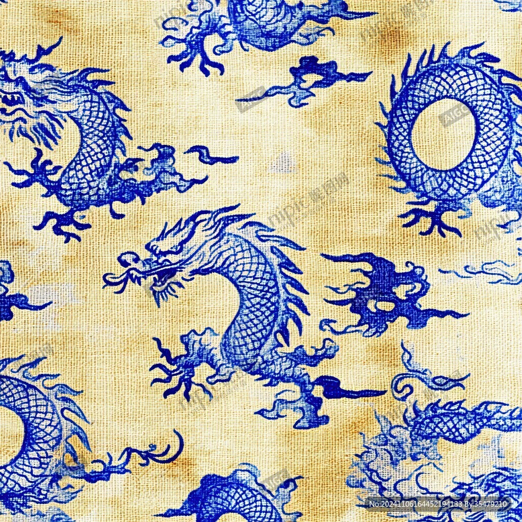 寶藍緞平金繡團龍