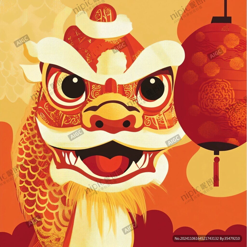舞獅扁平化設計