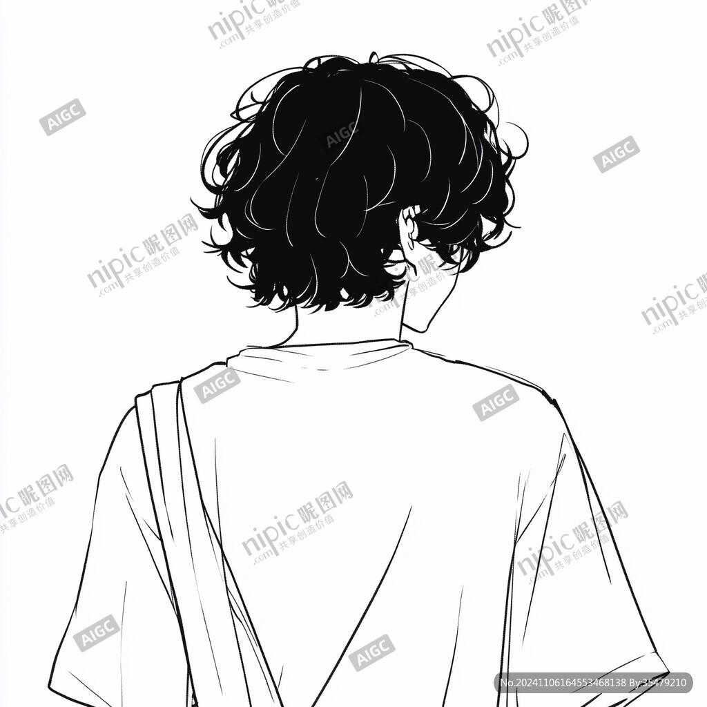男生頭像黑白稿