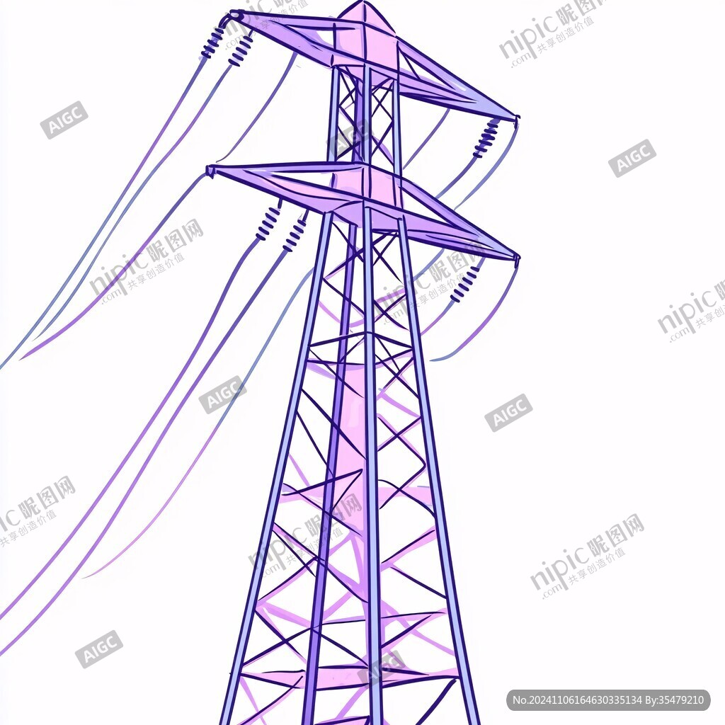 電力鐵塔線描