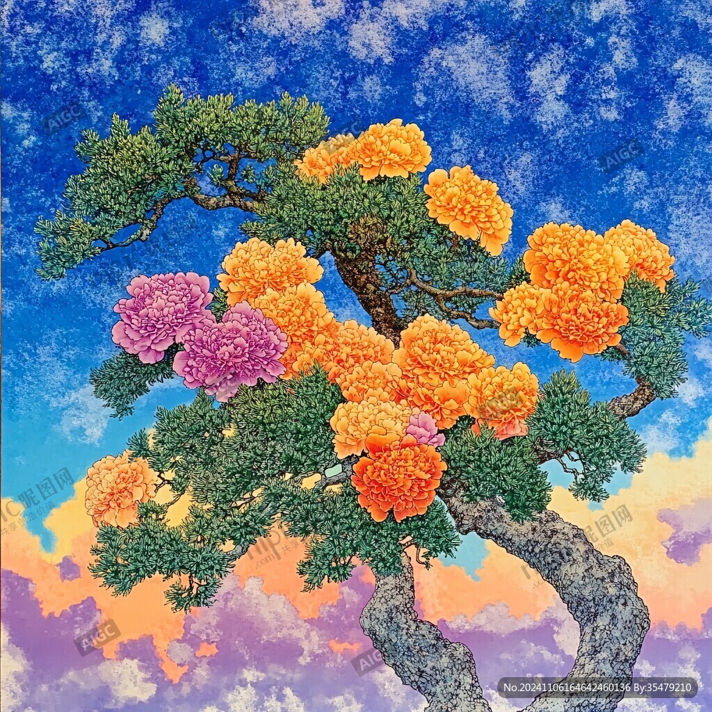 抽象畫發(fā)財(cái)樹