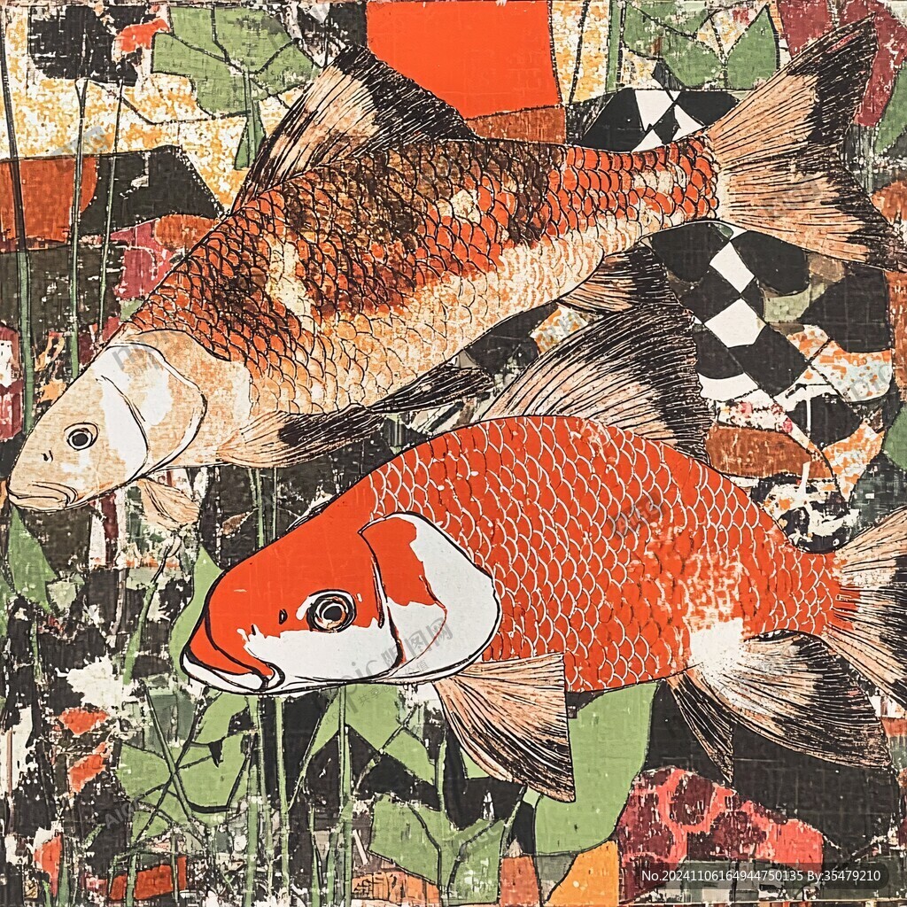 現代鯉魚壁畫