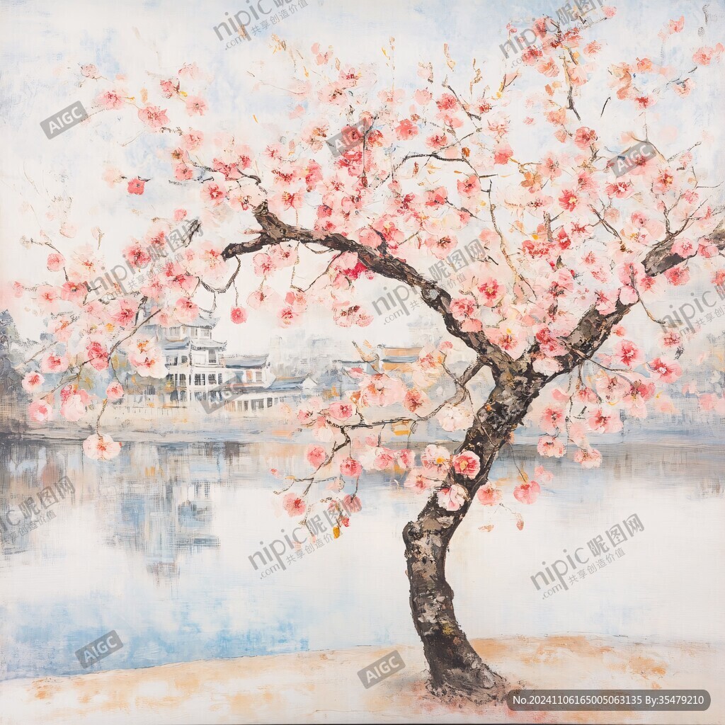 工筆桃花樹