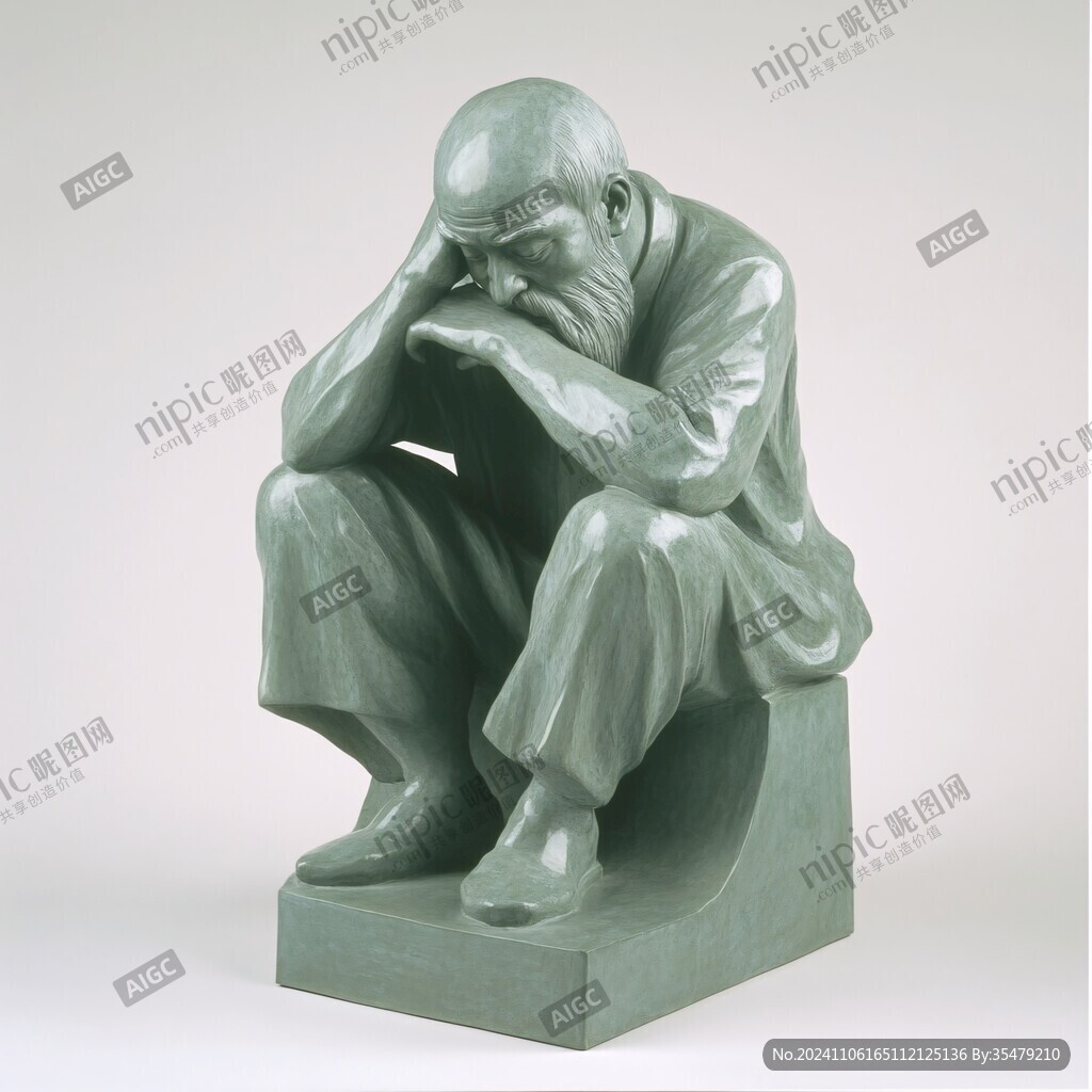 老頭沉思雕塑