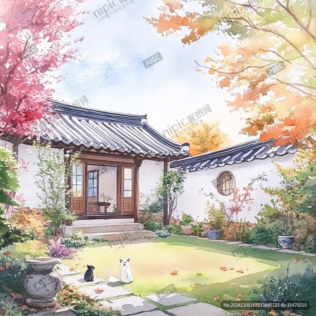 古風(fēng)庭院插畫