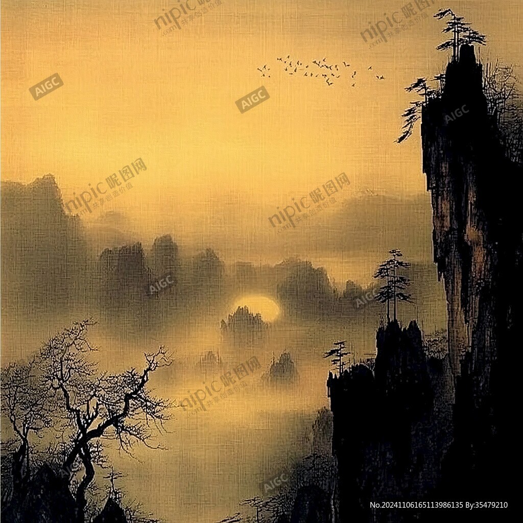 金色山水壁畫