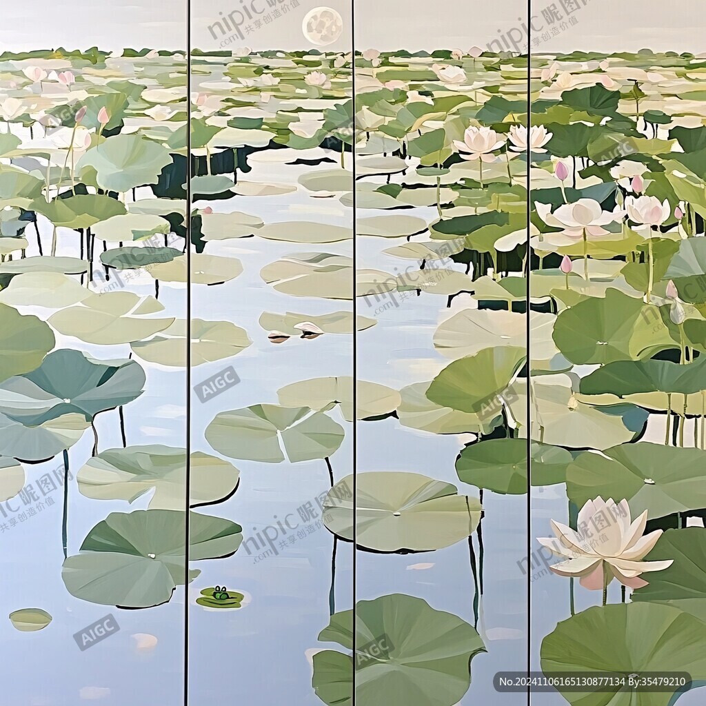 荷花屏風(fēng)素材