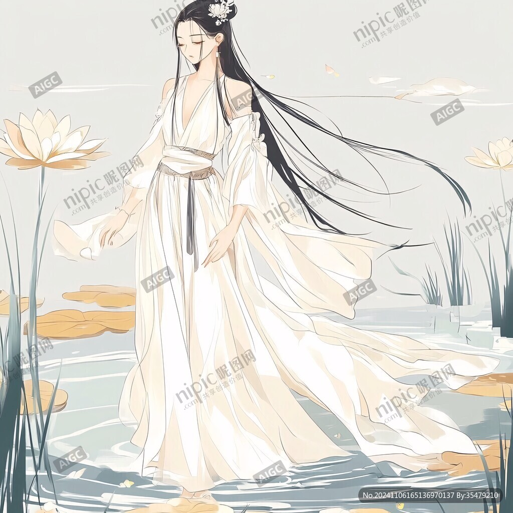 手繪荷花仙女