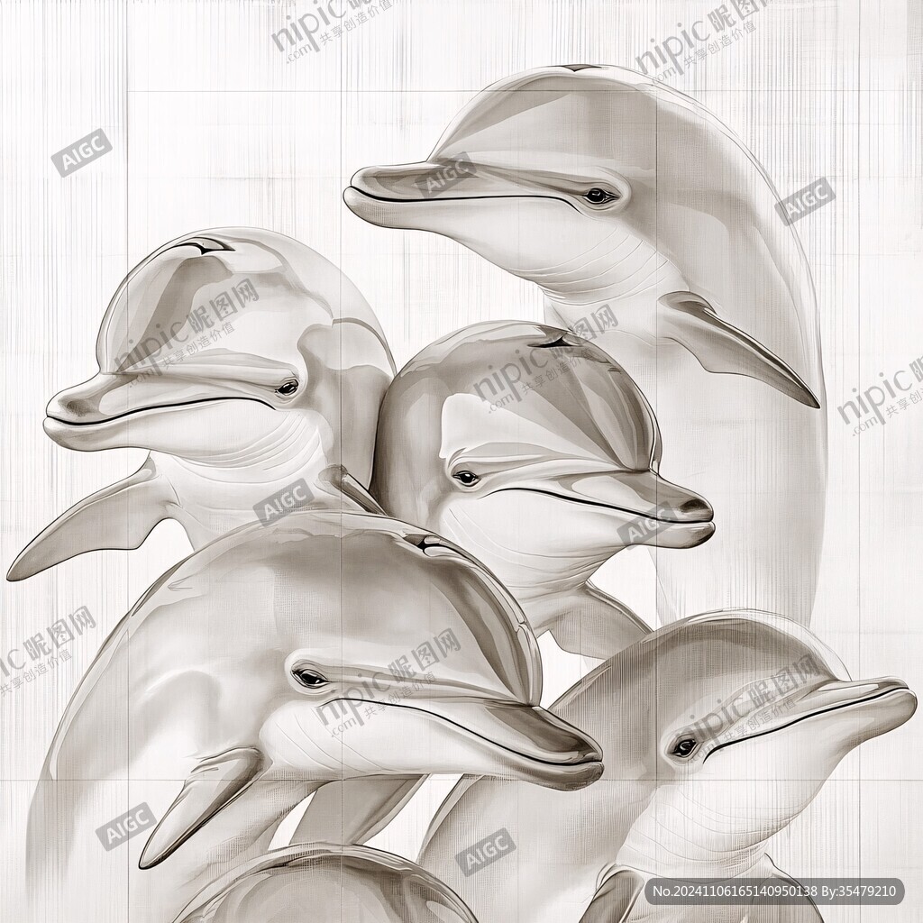 3d海豚卡通壁畫