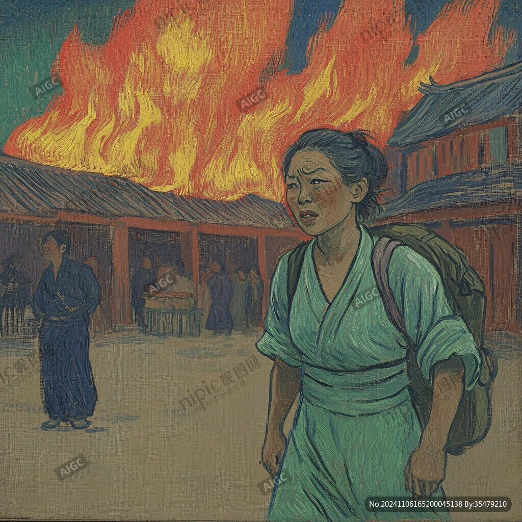 范鎮(zhèn)火燒插畫