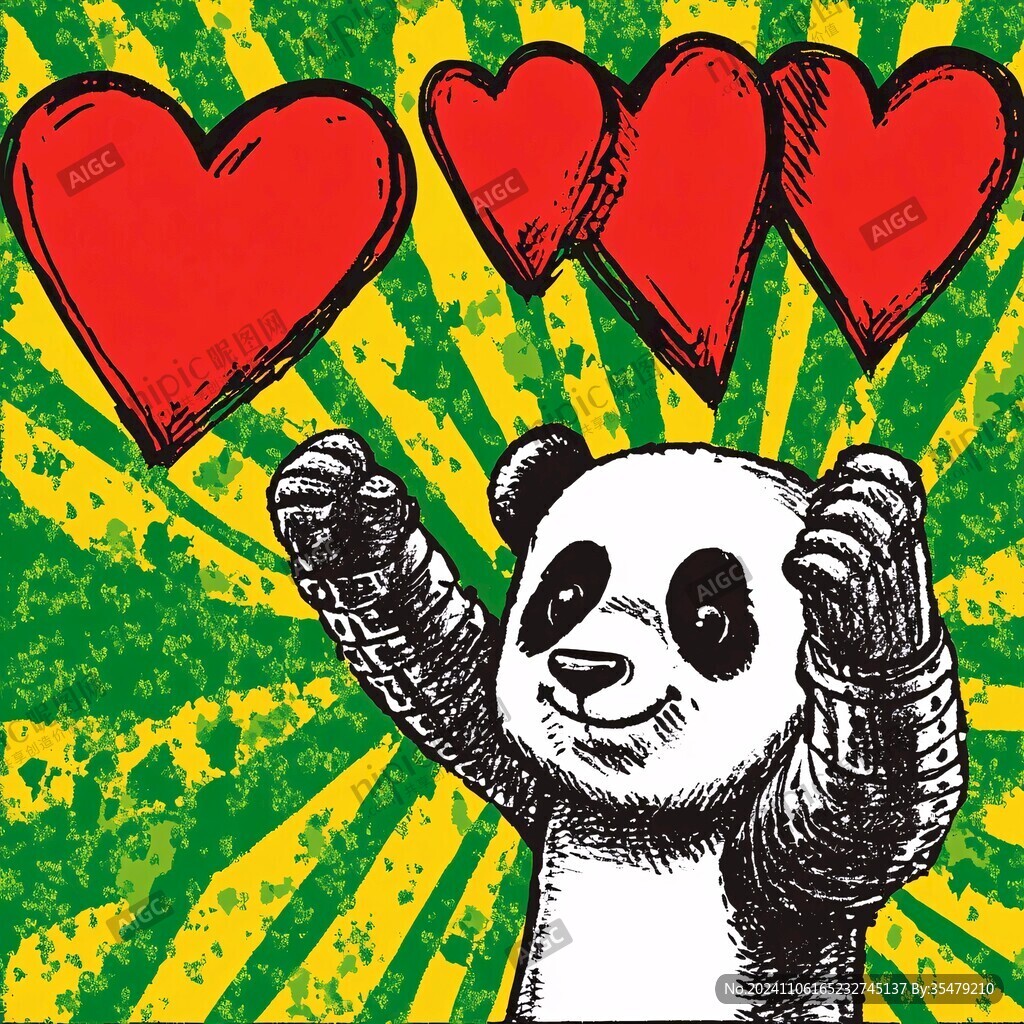 比心熊貓