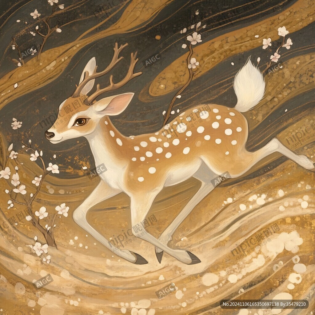 國潮風鹿插畫