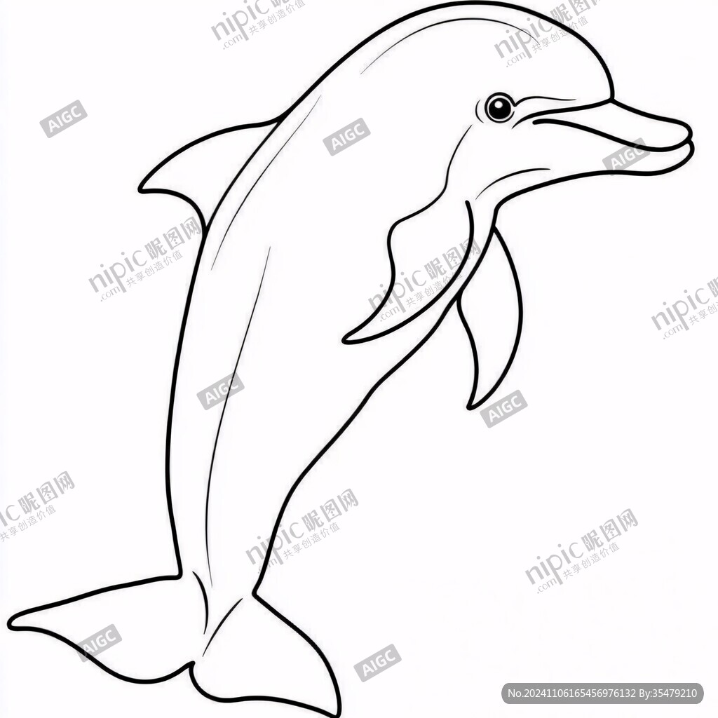海豚線條畫