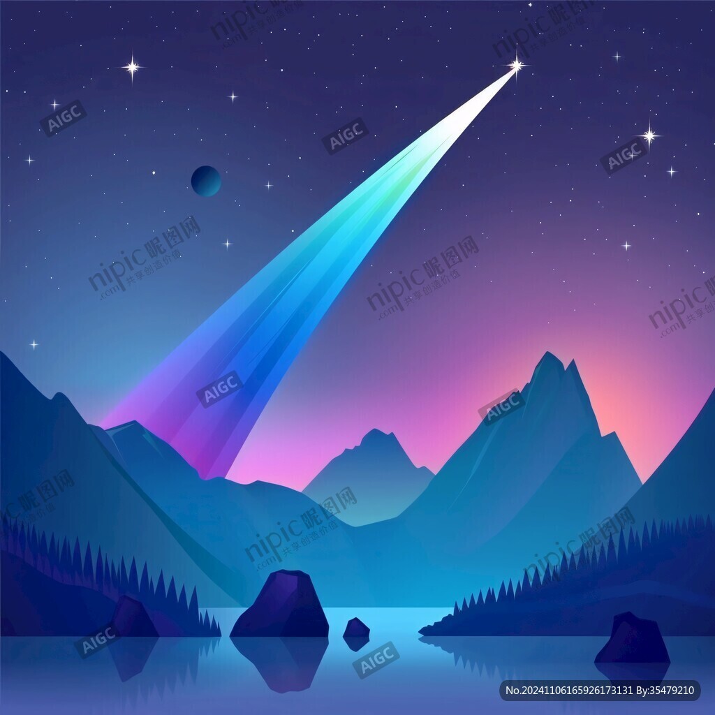 彩色流星雨插畫(huà)
