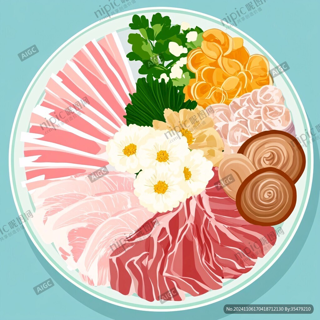 手繪一盤肉