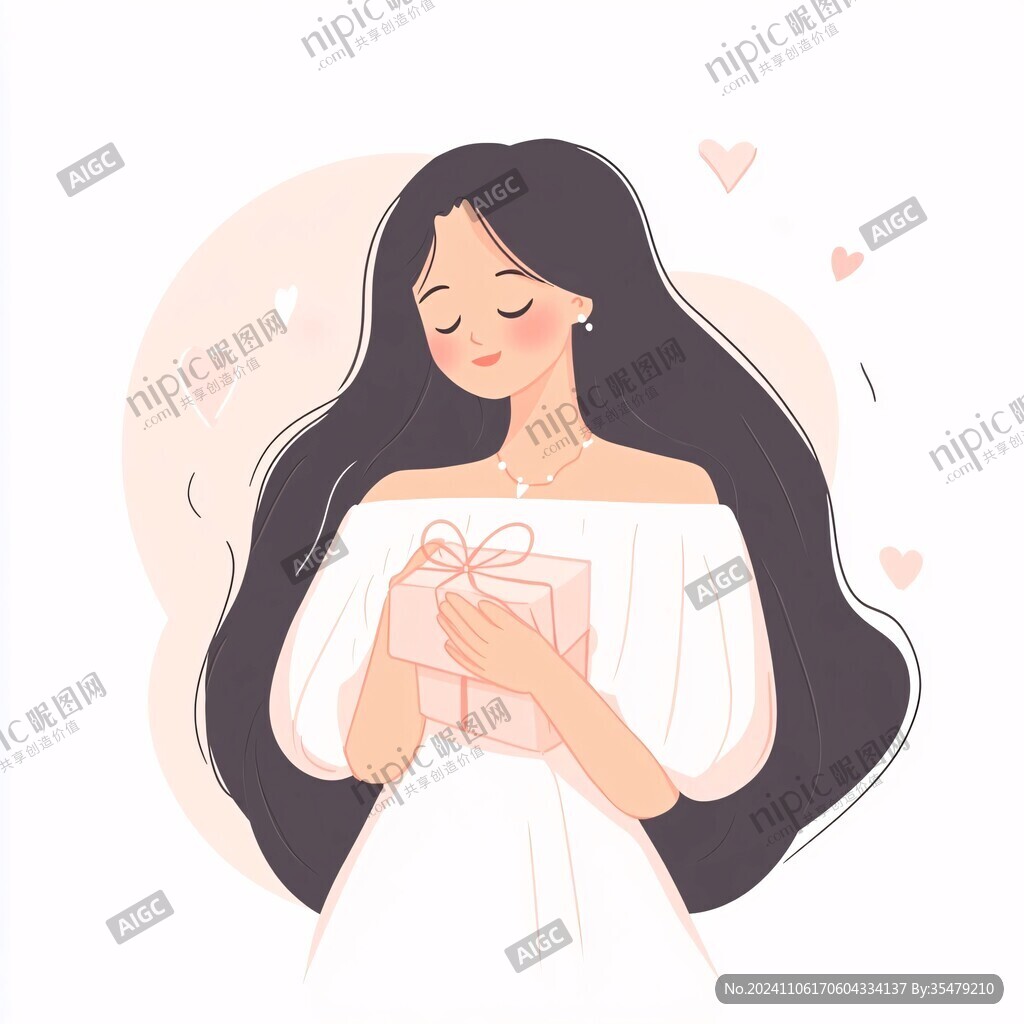 女孩包裝盒插畫