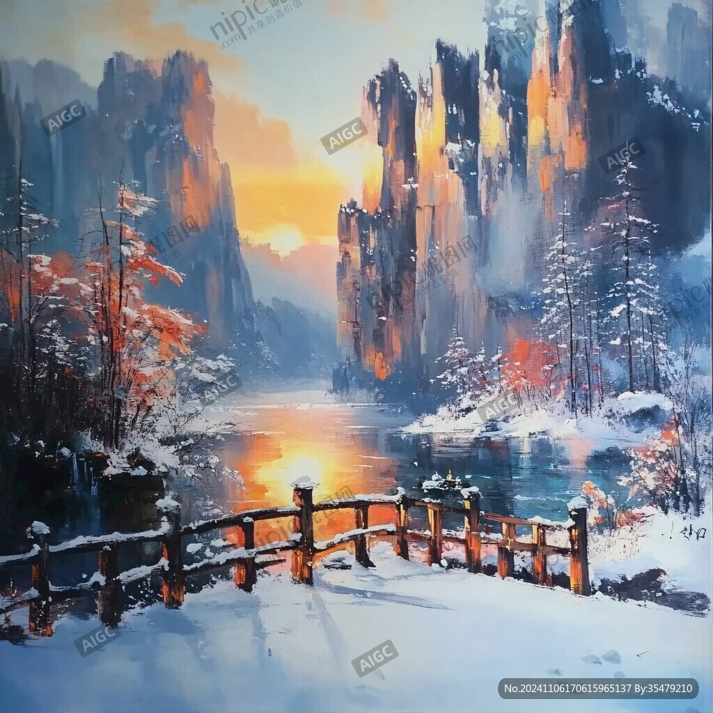 雪景油畫