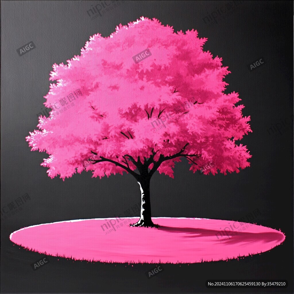 粉紅色的3d樹木