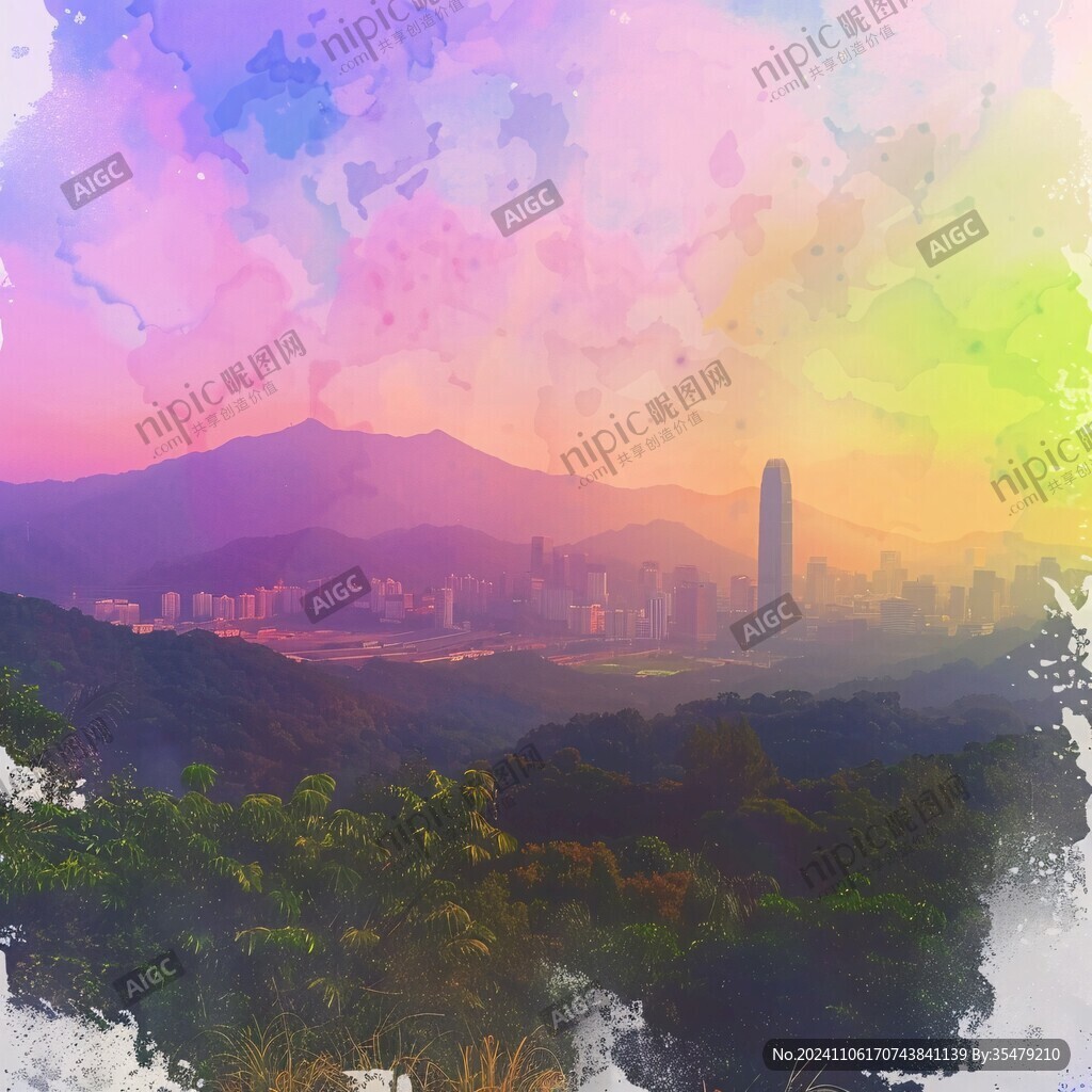 粵港澳水彩背景