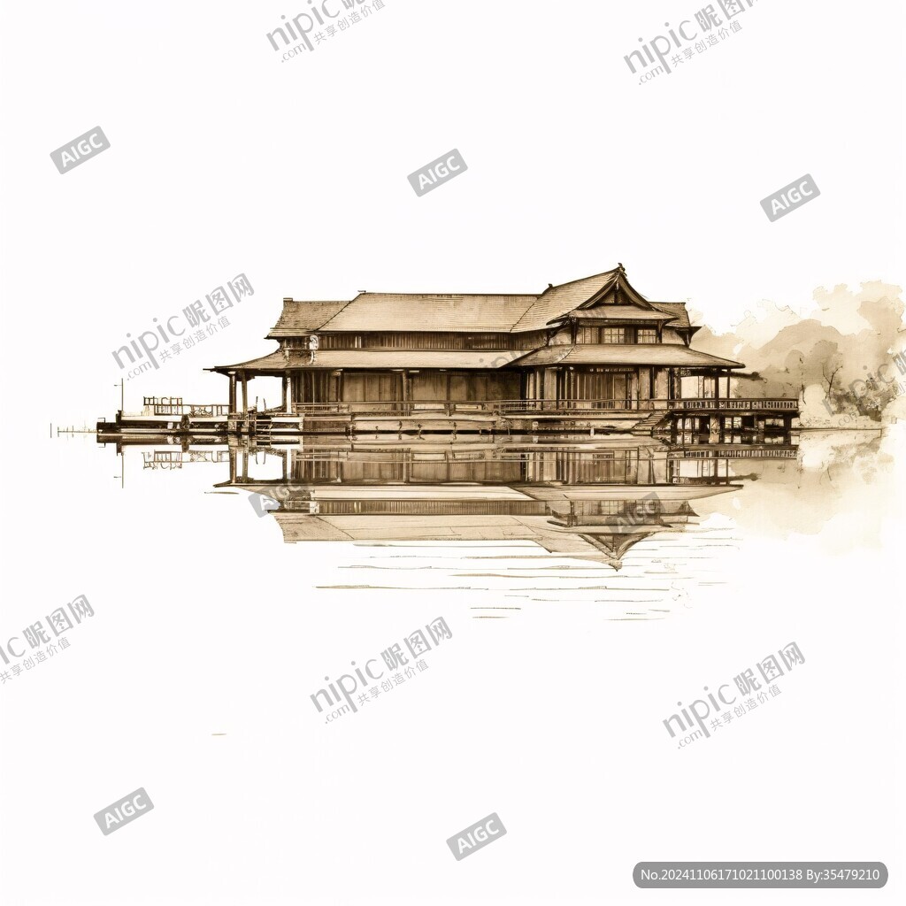古風插畫皇宮樓閣插畫