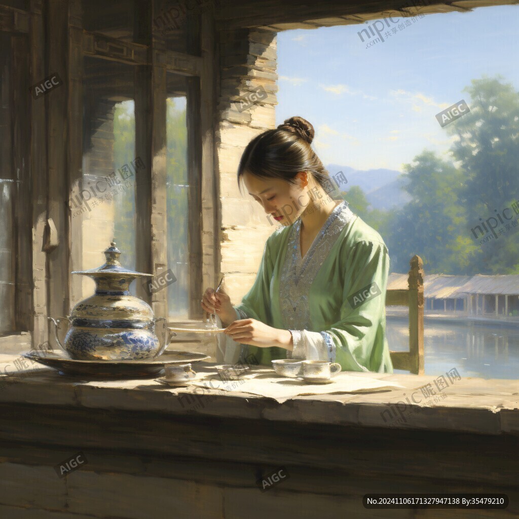 江南美女油畫