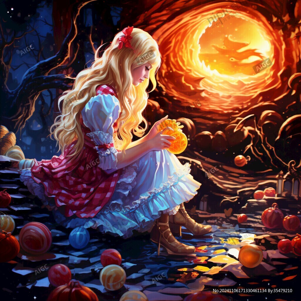 魔法女巫南瓜燈插畫