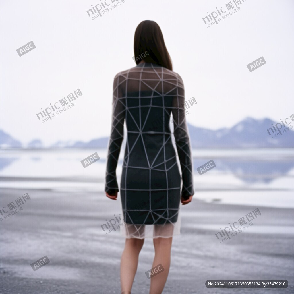 湖畔女人背影