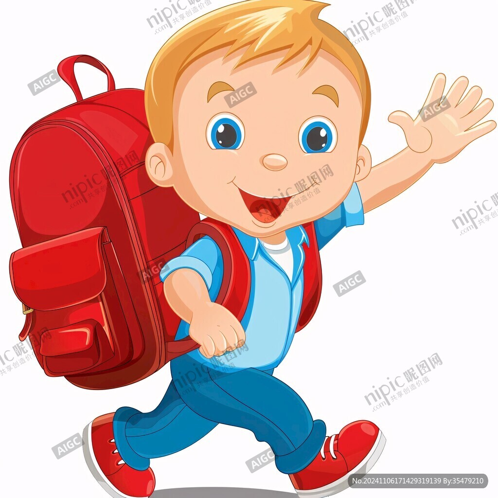 背書包的卡通小孩