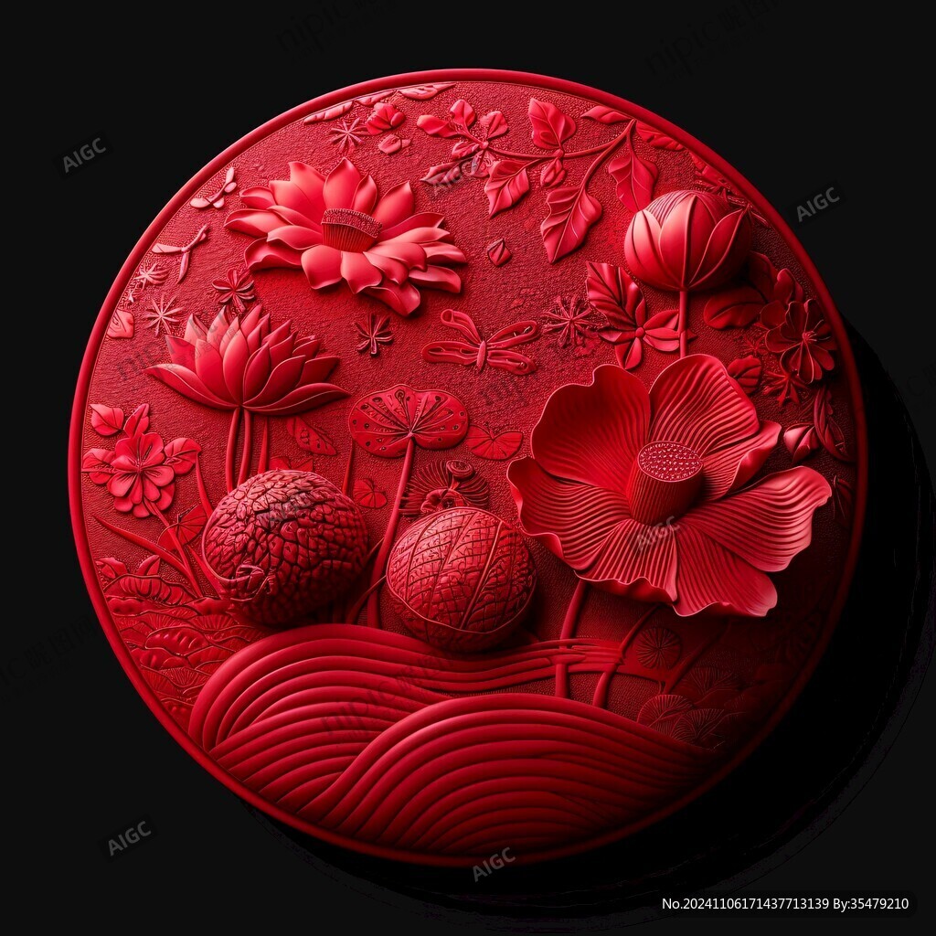 花開富貴浮雕圓形