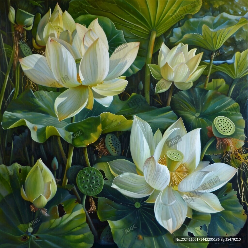 寫實(shí)油畫荷花
