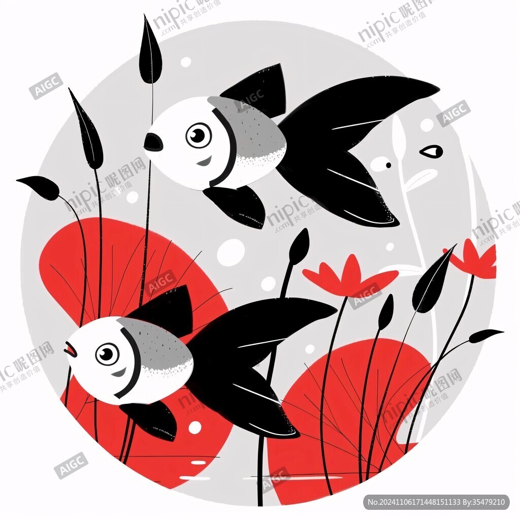 創(chuàng)意金魚(yú)潮流插畫(huà)