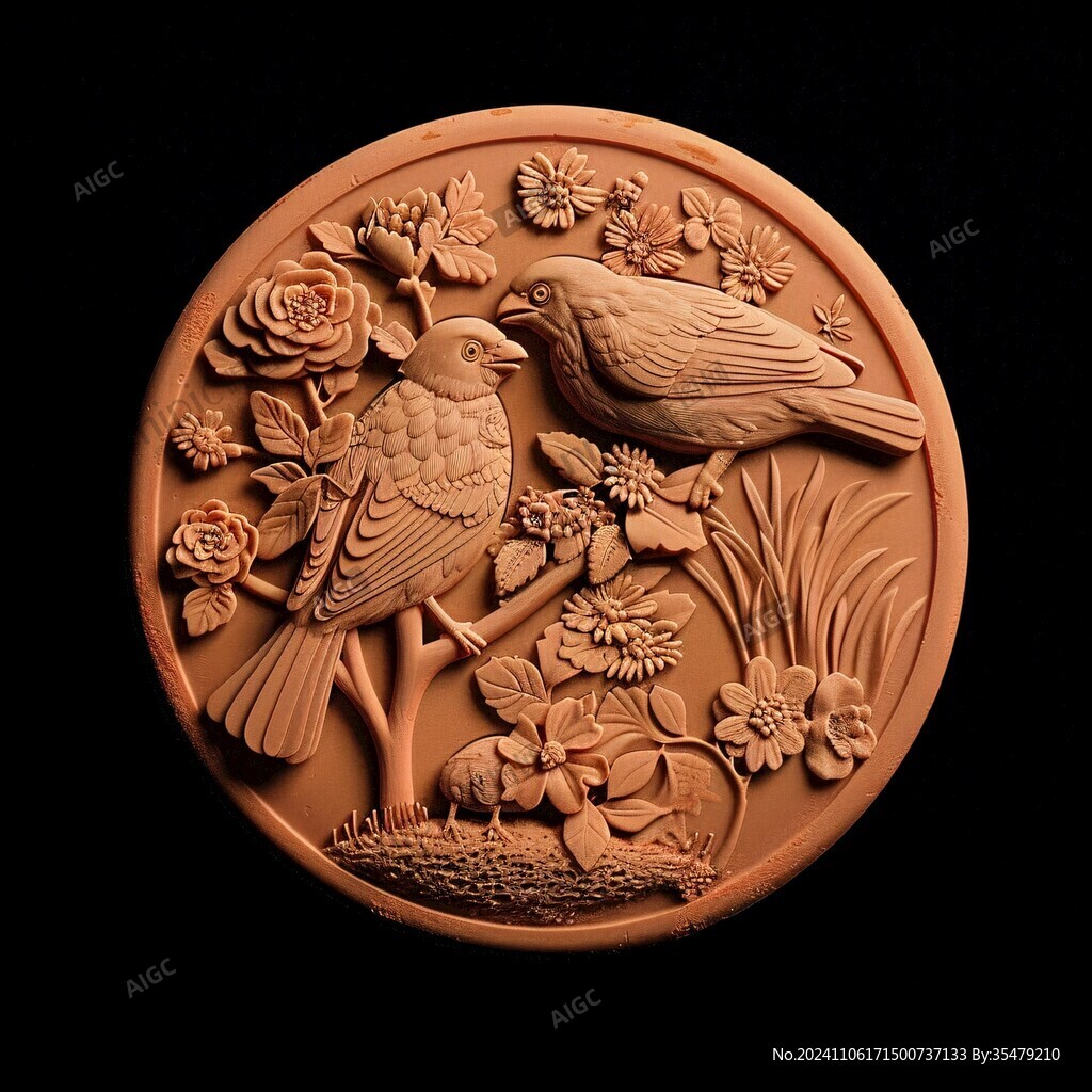 3d立體浮雕花鳥