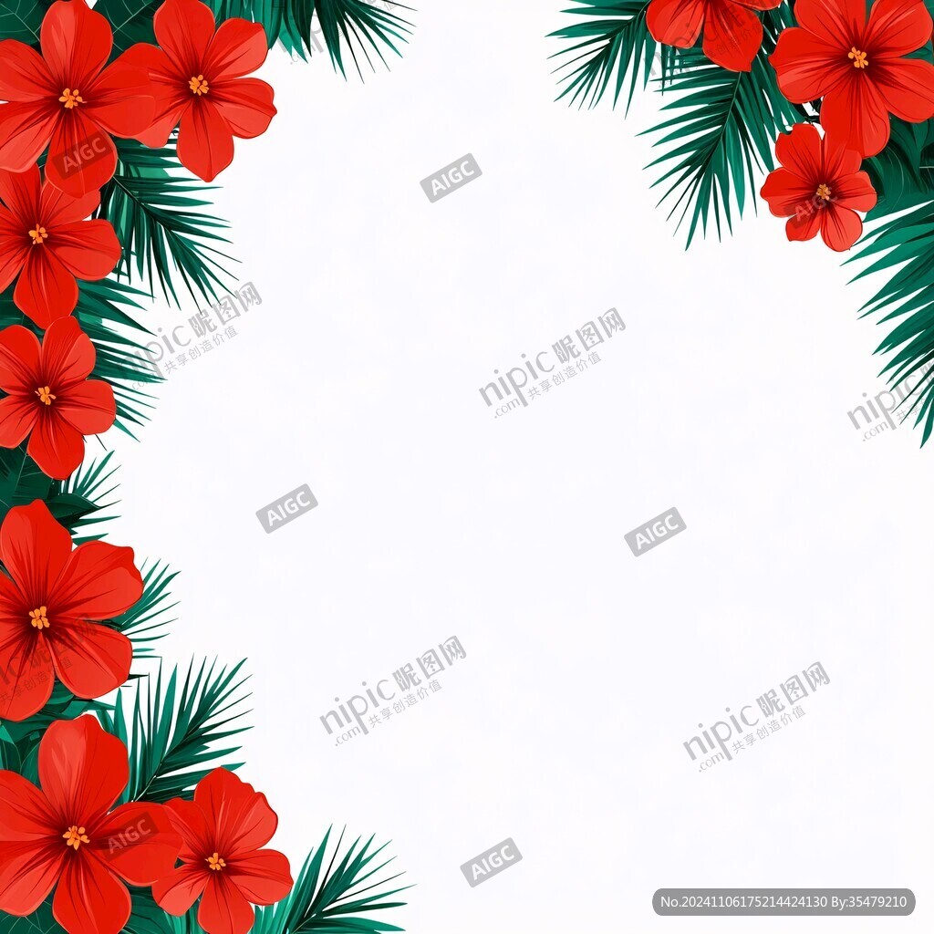 紅花邊框背景